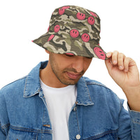 Pink Cammo Smiley Bucket Hat! Free Shipping! Made in The USA!