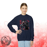 Valentines Day Black Horse Red Hearts Youth Crewneck Sweatshirt! Foxy Kids! Free Shipping!