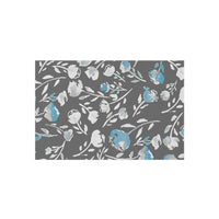 Boho Grey and Blue Floral Outdoor Rug! Chenille Fabric! Free Shipping!