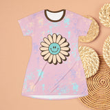 Paint Washed Pastel Smiley Face Daisy Oversized Tee!! Great For Sleeping, Lounging, Swimming! Free Shipping!!!