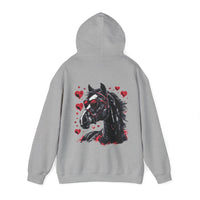 Black Horse With Red Hearts Back Designs Unisex Heavy Blend Hooded Sweatshirt! Free Shipping!!!