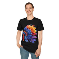 Indian Head Dress Colorful Rainbow Unisex Graphic Tees! Summer Vibes! All New Heather Colors!!! Free Shipping!!!