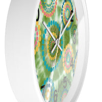 Boho Green Tie Dye Wall Clock! Perfect For Gifting! Free Shipping!!!