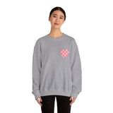 Valentines Day Pink Plaid Heart Basics Pocket Design Edition Unisex Sweatshirt! Retro! Free Shipping!!!