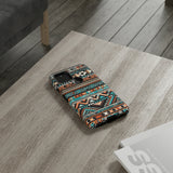 Teal and Orange Aztec Tough Cases! Cellphone Cases! Multiple Sizes Available! Apple iPhone, Samsung Galaxy, and Google Pixel devices!