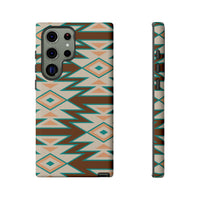 Teal and Brown Aztec Tough Cases! Cellphone Cases! Multiple Sizes Available! Apple iPhone, Samsung Galaxy, and Google Pixel devices!