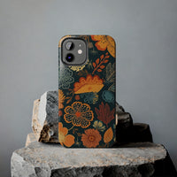 Fall Florals Navy Blue and Orange Tough Phone Cases! Fall Vibes!