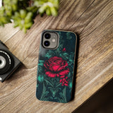 Stained Glass Teal and Roses Gothic Inspired Halloween Tough Phone Cases! Fall Vibes!