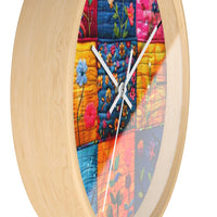 Boho Floral Quilt in Navy and Pink Print Wall Clock! Perfect For Gifting! Free Shipping!!! 3 Colors Available!