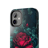 Stained Glass Teal and Roses Gothic Inspired Halloween Tough Phone Cases! Fall Vibes!