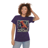 Wild Soul Red Bird Stamp Distressed Unisex Mineral Wash T-Shirt! New Colors! Free Shipping!!!