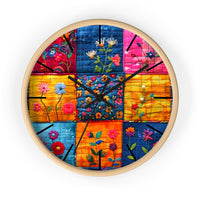 Boho Floral Quilt in Navy and Pink Print Wall Clock! Perfect For Gifting! Free Shipping!!! 3 Colors Available!