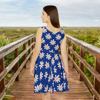 Navy Blue Daisy's Print Women's Fit n Flare Dress! Free Shipping!!! New!!! Sun Dress! Beach Cover Up! Night Gown! So Versatile!