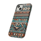 Teal and Orange Aztec Tough Cases! Cellphone Cases! Multiple Sizes Available! Apple iPhone, Samsung Galaxy, and Google Pixel devices!