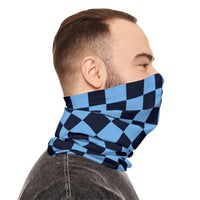 Black and Light Blue Plaid Lightweight Neck Gaiter! 4 Sizes Available! Free Shipping! UPF +50! Great For All Outdoor Sports!