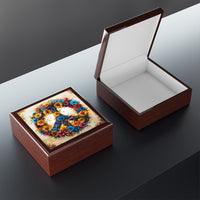 Boho Floral Peace Sign Jewelry Box! Ceramic Tile Top! Fast and Free Shipping!!!