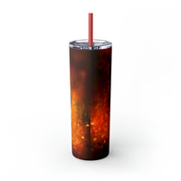 Western Acid Wash Deer Autumn Fall Vibes Skinny Tumbler with Straw, 20oz!