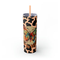 Your So Golden Butterfly Cow Printed Skinny Tumbler with Straw, 20oz! Multiple Colors!