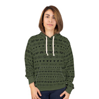 Hunter Green Aztec Black Unisex Pullover Hoodie! All Over Print! New!!!