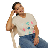 Pink and Blue Star Fish Medley Unisex Graphic Tees! Summer Vibes! All New Heather Colors!!! Free Shipping!!!