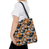 Navy Blue and Orange Florals Fall Vibes Tote Bag!