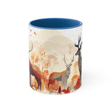 Autumn Orange and Black Deer Past and Future Accent Coffee Mug, 11oz! Multiple Colors Available! Fall Vibes!