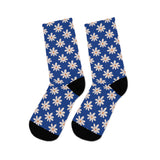 Navy Blue Daisy Unisex Eco Friendly Recycled Poly Socks!!! Free Shipping!!! 58% Recycled Materials!