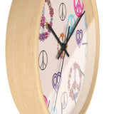 Retro Pastel Peace Signs Print Wall Clock! Perfect For Gifting! Free Shipping!!! 3 Colors Available!