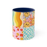 Retro Smiley Patchwork Quilt Accent Coffee Mug, 11oz! Free Shipping! Great For Gifting! Lead and BPA Free!