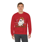 Boo Haw Retro Ghost Unisex Heavy Blend Crewneck Sweatshirt! Halloween! Fall Vibes!