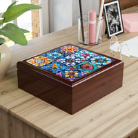 Blue Boho Dreams Jewelry Box! Ceramic Tile Top! Fast and Free Shipping!!!