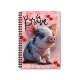 Valentines Day Light Pink Be Brave Piglet Spiral Notebook - Ruled Line! Perfect For Gifting!