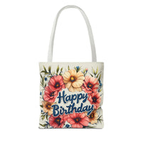 Happy Birthday Floral Tote Bag! Re-use/Re-cycle!