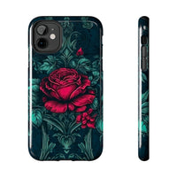 Stained Glass Teal and Roses Gothic Inspired Halloween Tough Phone Cases! Fall Vibes!