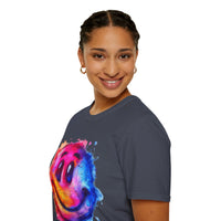 Happy Face Rainbow Unisex Graphic Tees! Summer Vibes! All New Heather Colors!!! Free Shipping!!!