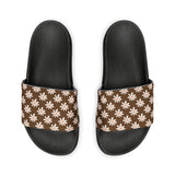 Chocolate Brown Daisy Flower Print Summer Beach Slides, Women's PU Slide Sandals! Free Shipping!!!