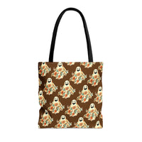 Retro 70's inspired Daisy Sheet Happy Ghost Fall Vibes Tote Bag!