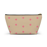 Cream Pink Polka Dot Accessory Pouch, Check Out My Matching Weekender Bag! Free Shipping!!!