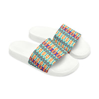 Hippie Stripes Blue and Purple Summer Beach Slides, Women's PU Slide Sandals! Free Shipping!!!