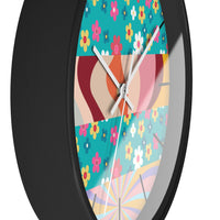 Groovy Floral Quilt in Teal and Pink Print Wall Clock! Perfect For Gifting! Free Shipping!!! 3 Colors Available!