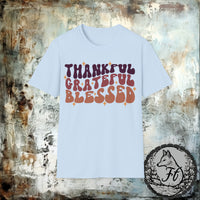 Thankful Grateful Blessed Thanksgiving Fall Vibes Retro Unisex Graphic Tees!