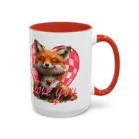 Disco Fox I Love You Valentines Day Accent Coffee Mug (11, 15oz)! Free Shipping! Microwave and Dishwasher Safe! BPA Free