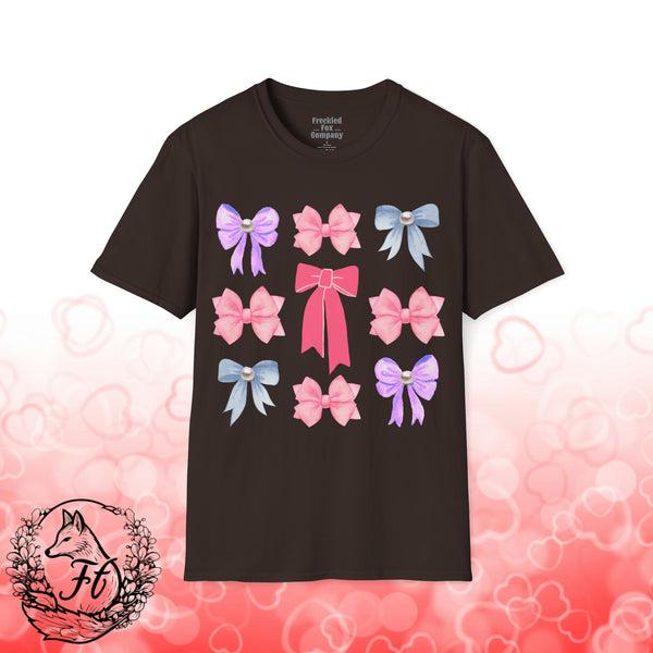 Valentines Day Bows and Pearls Medley Unisex Graphic Tee! All New Heather Colors!!!
