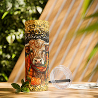 Not Today Heifer Highlander Cow Fall Vibes Skinny Tumbler with Straw, 20oz! Multiple Colors!