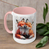 Foxy Lovers Valentines Day Accent Coffee Mug (11, 15oz)! Free Shipping! Microwave and Dishwasher Safe! BPA Free