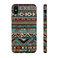 Teal and Orange Aztec Tough Cases! Cellphone Cases! Multiple Sizes Available! Apple iPhone, Samsung Galaxy, and Google Pixel devices!