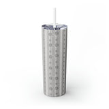 Western/Boho Smoke Grey Neutrals Skinny Tumbler with Straw, 20oz!