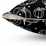 Black and White Polka Dot Pumpkin Square Pillow! Halloween! Fall Vibes!