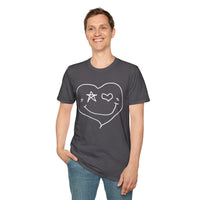 Valentines Day Heart Star Eye Smiley Face Unisex Graphic Tee! All New Heather Colors!!!