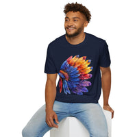 Indian Head Dress Colorful Rainbow Unisex Graphic Tees! Summer Vibes! All New Heather Colors!!! Free Shipping!!!